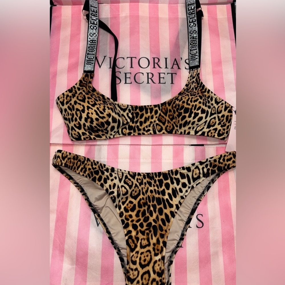 NWOT Victoria’s Secret shine strap leopard bikini size XL